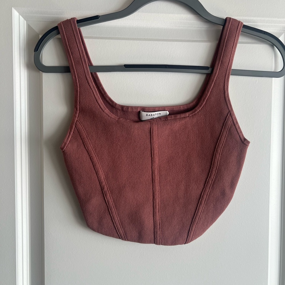 Babaton Red Fitted Bustier Tank Top